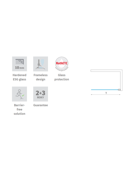 Stacionari dušo sienelė Walk in AI TWF/800, H-2002 mm skaidrus stiklas, juodas profilis 2