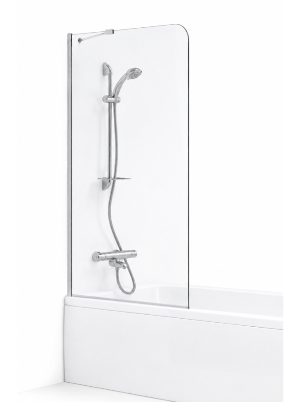 Standartinė, stacionari vonios sienelė MIJA 80xx150 cm, skaidrus stiklas, chromo spalvos profiliai Standartinė, stacionari vonios sienelė MIJA 80xx150 cm, skaidrus stiklas, chromo spalvos profiliai