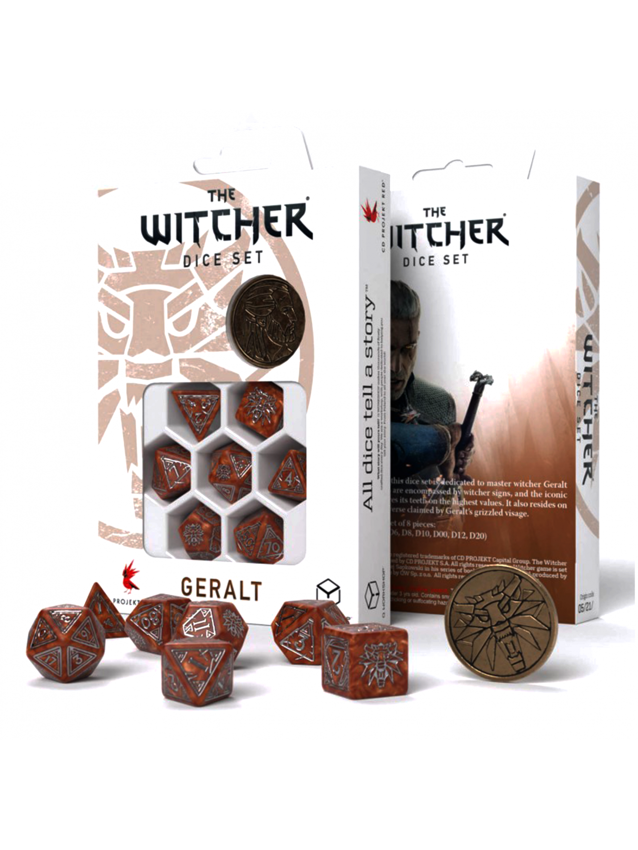 The Witcher Geralt kauliukų rinkinys karamelinės ir sidabrinės sp
