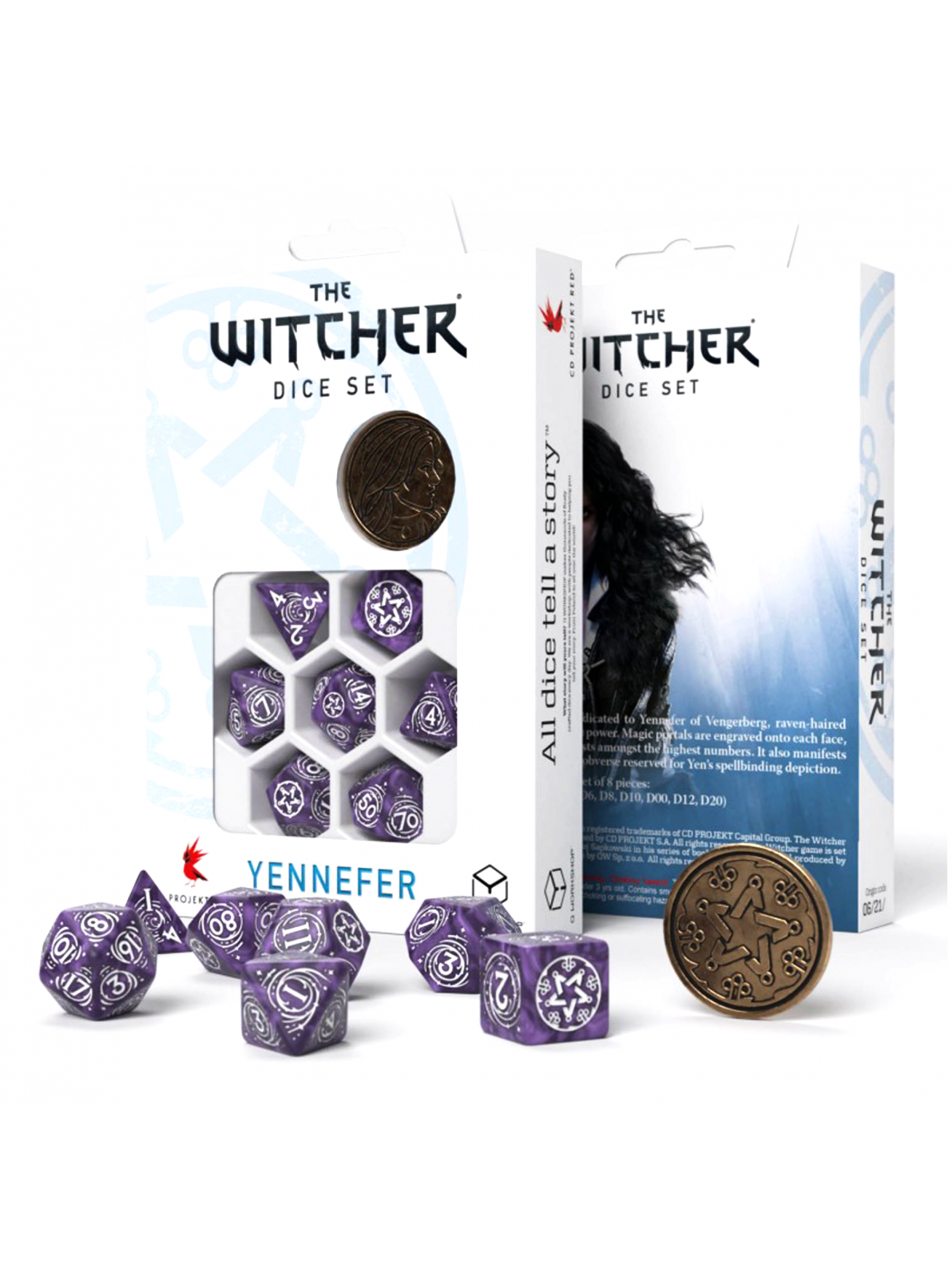 The Witcher Yennefer kauliukų rinkinys levandų ir baltos sp The Witcher Yennefer kauliukų rinkinys levandų ir baltos sp