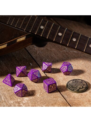 The Witcher Dandelion Viscount de Lettenhove kauliukų rinkinys violetinės ir auksinės sp