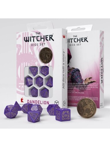 The Witcher Dandelion Viscount de Lettenhove kauliukų rinkinys violetinės ir auksinės sp