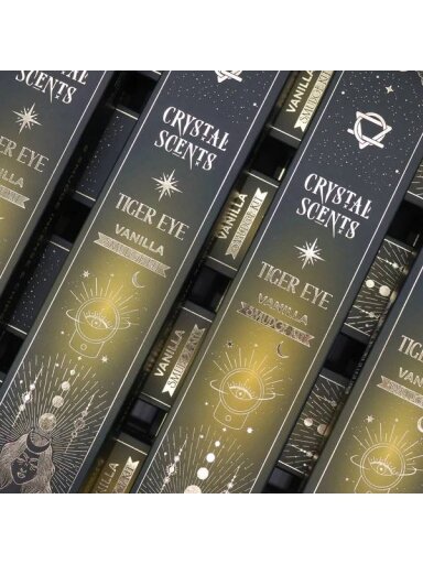 Vanilės Aromato Natūralūs smilkalai su Tigro Akies kristalais Crystal Scents