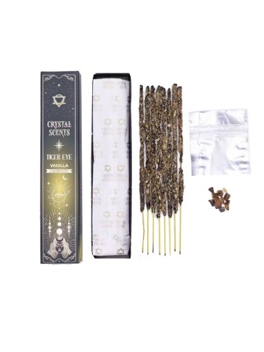 Vanilės Aromato Natūralūs smilkalai su Tigro Akies kristalais Crystal Scents