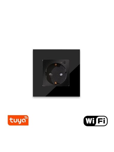 Vienvietis WiFi kištukinis lizdas su stikliniu rėmeliu Feelspot, juodas