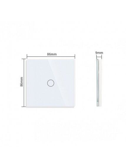Vienpolis sensorinis jungiklio dangtelis Feelspot, baltas, 86x86mm 3 Vienpolis sensorinis jungiklio dangtelis Feelspot, baltas, 86x86mm 3