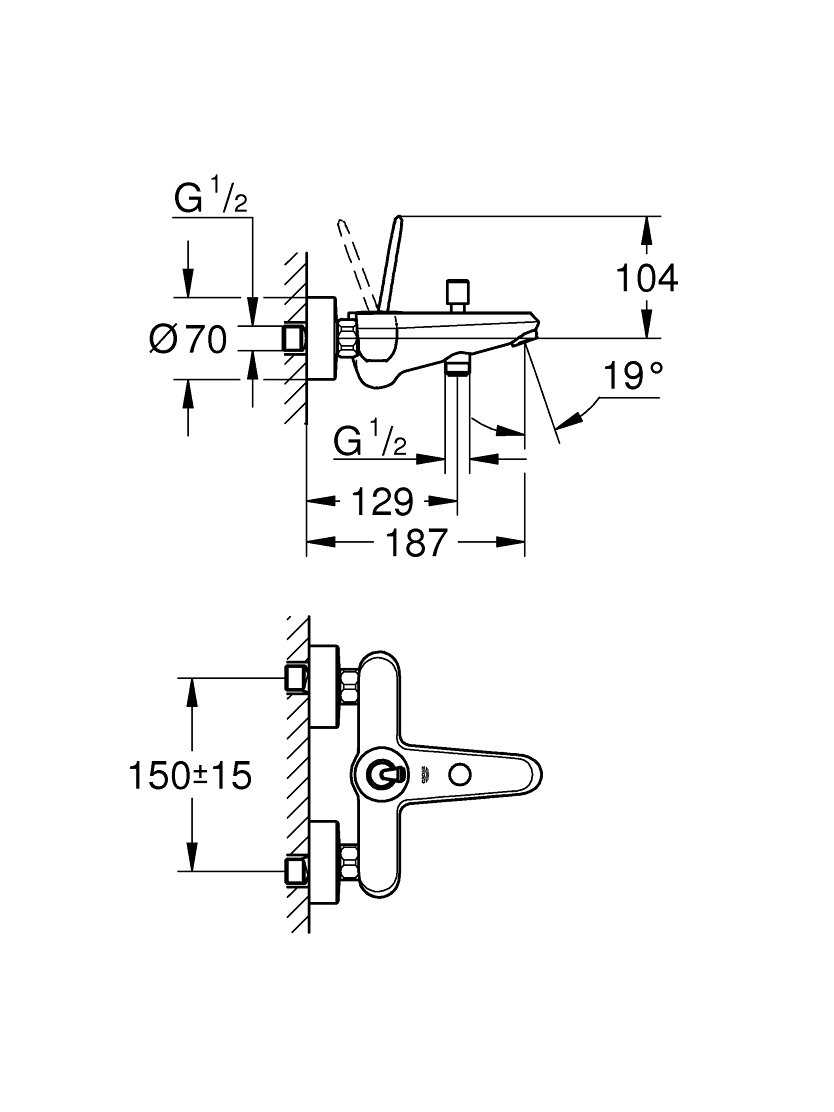 Vonios/dušo maišytuvas Eurodisc Joystick, baltas