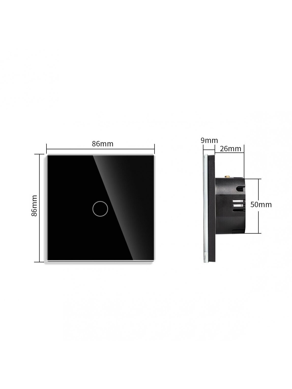 WiFi vienpolis sensorinis jungiklis Feelspot, juodas 600W 4