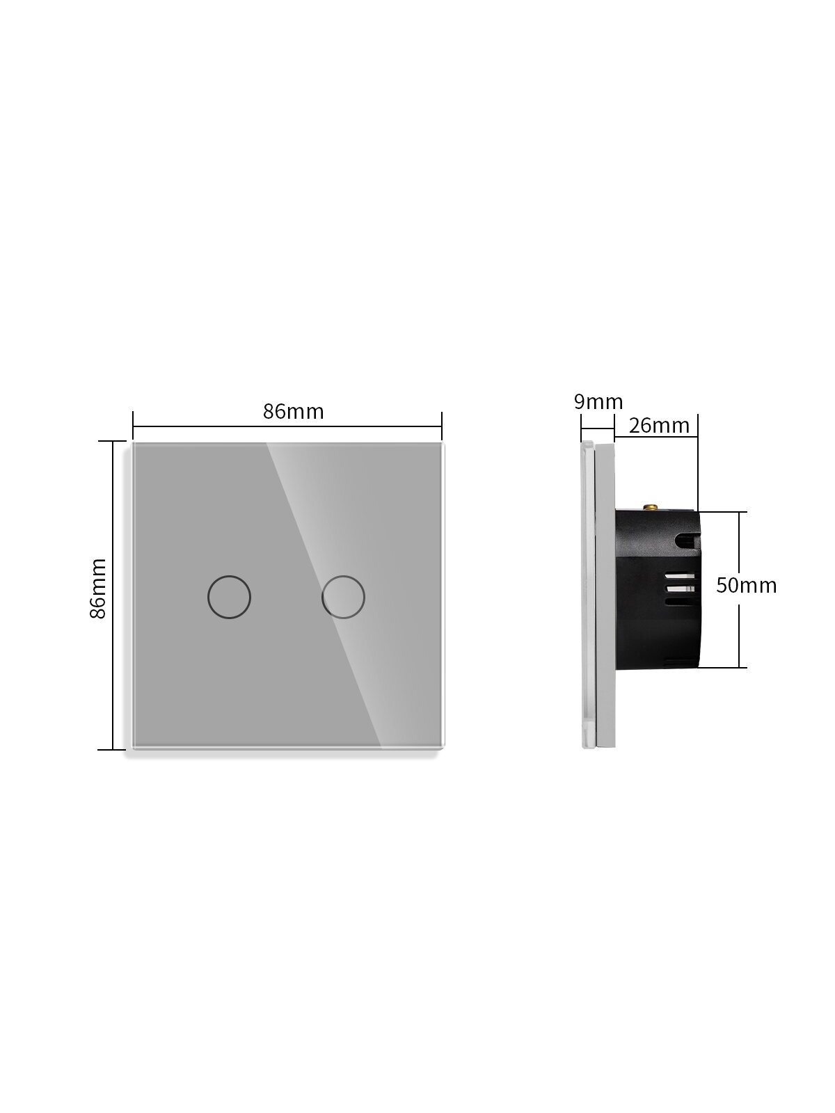 WiFi dvipolis sensorinis jungiklis Feelspot, pilkas 600W 2