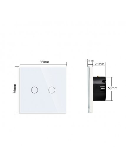 WiFi dvipolis sensorinis jungiklis Feelspot, baltas 600W 5 WiFi dvipolis sensorinis jungiklis Feelspot, baltas 600W 5
