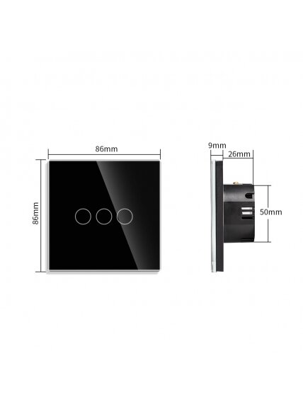 WiFi tripolis sensorinis jungiklis Feelspot, juodas 600W 3