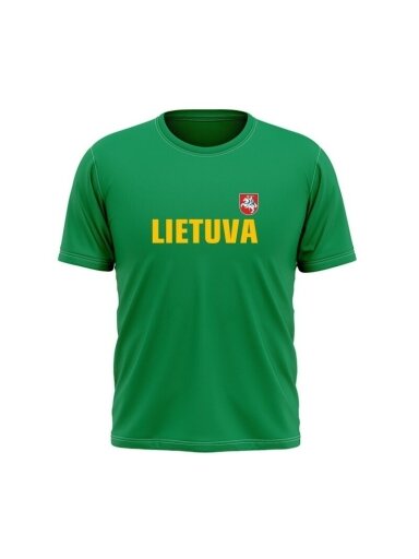 Žali marškinėliai unisex su užrašu Lietuva ir vėliavėle ant nugaros