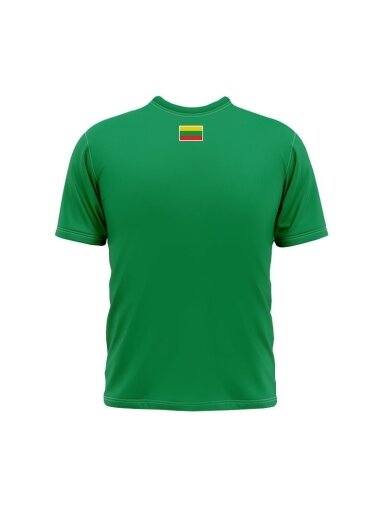 Žali marškinėliai unisex su užrašu Lietuva ir vėliavėle ant nugaros