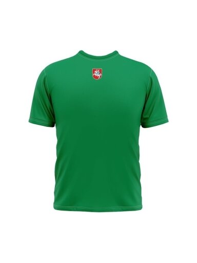 Žali marškinėliai unisex su užrašu Lietuva ir Vyčiu ant nugaros
