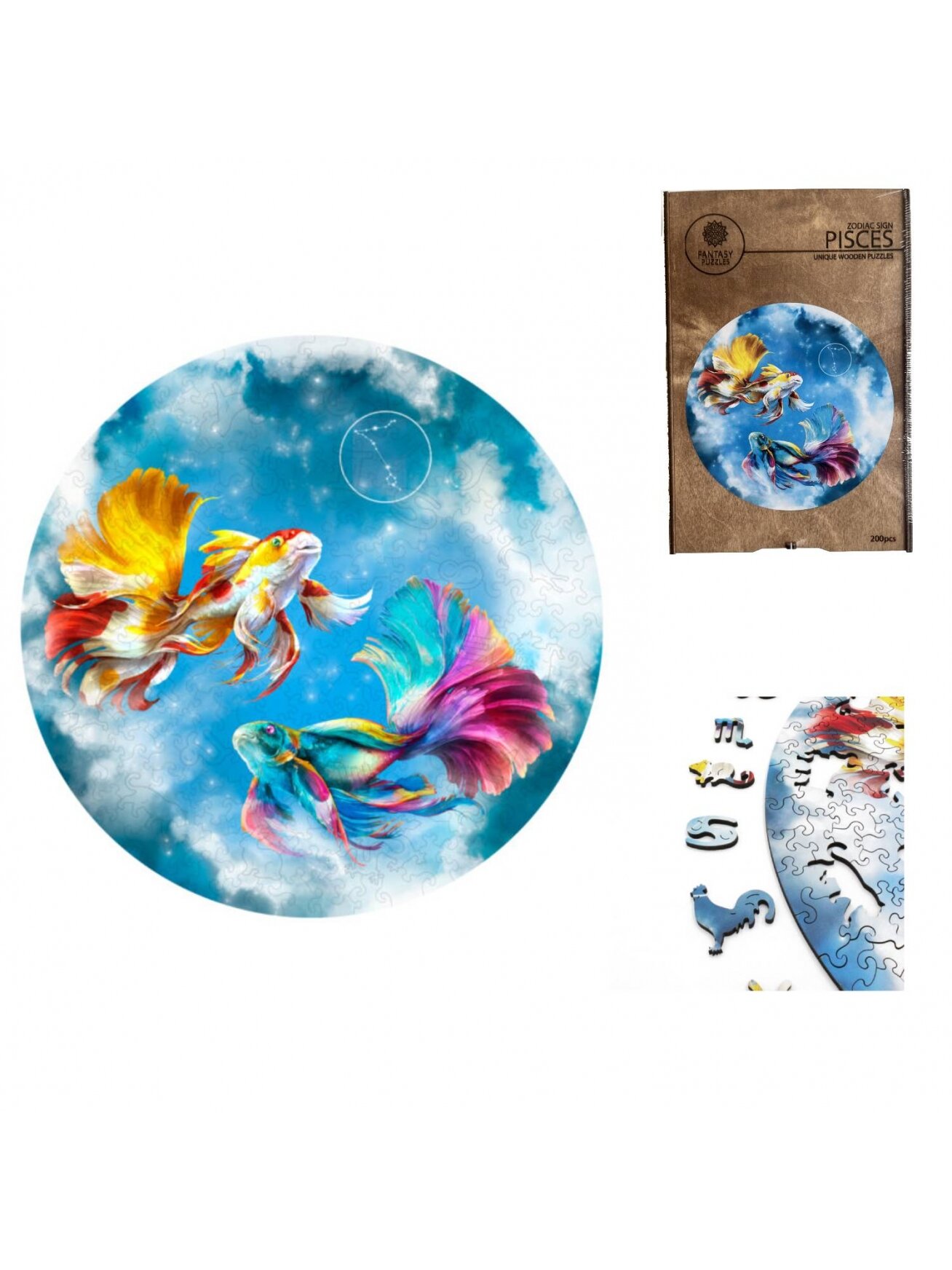 Žuvys (Zodiakai) Dėlionė Iš Medžio (200 detalių) Fantasy Puzzles Žuvys (Zodiakai) Dėlionė Iš Medžio (200 detalių) Fantasy Puzzles